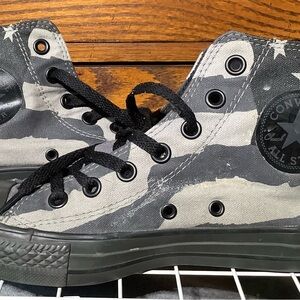Converse High-Top Sneakers - Black and White Camo Flag
